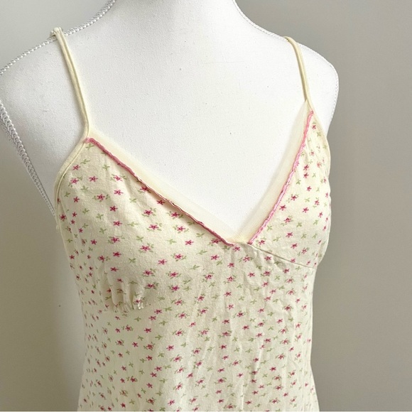 Y2K Claudel Babydoll Mini Dress Cotton Cream Floral Size Medium - Picture 2 of 5